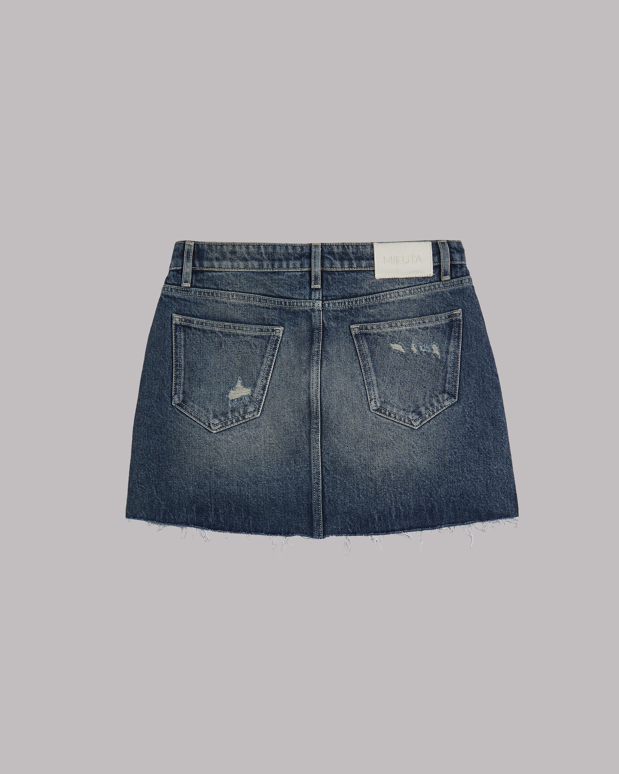 The Dark Blue Slit Denim Skirt - Image 6