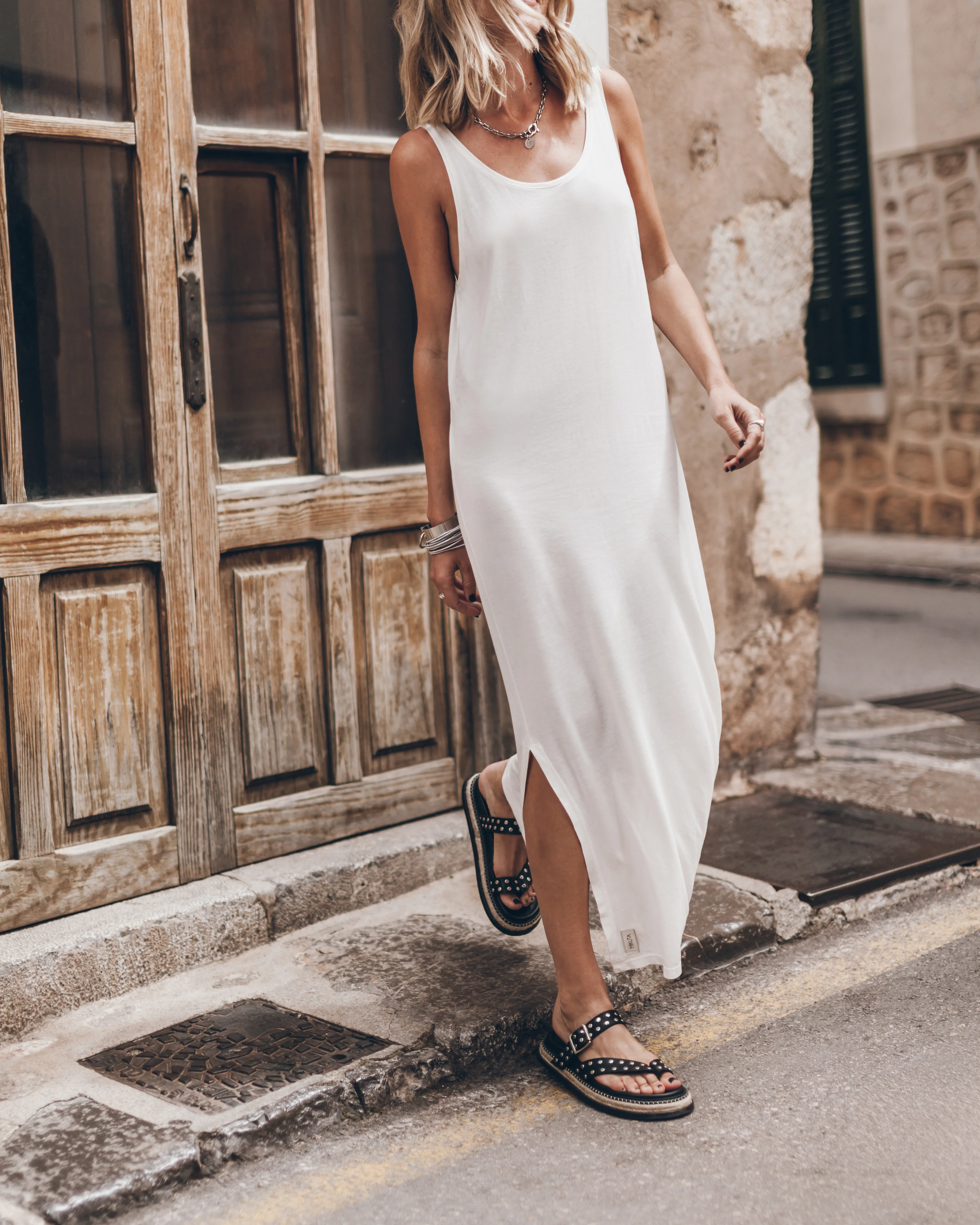The White Low Back Base Tank Dress - Image 3